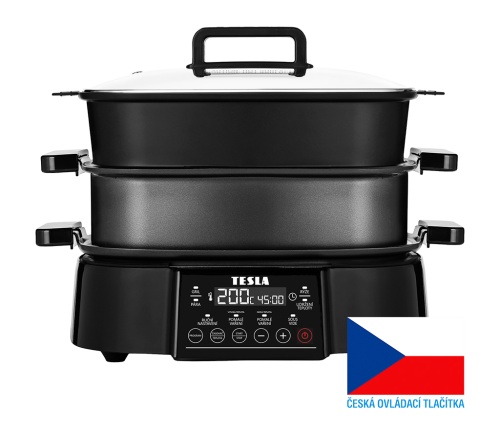 Predný pohľad na TESLA MultiCook M90 Grill so slovenskými ovládacími tlačidlami