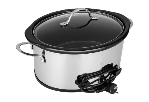 Pohľad na zadnú časť pomalého hrnca TESLA SlowCook S800 Deluxe s namotaným káblom