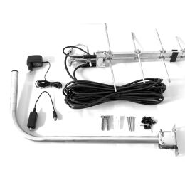 TESLA TE-2800 PW - vonkajšia anténa pre DVB-T2 signál, 470-790 MHz, 9 dBi, aktívny zosilňovač, montážny SET