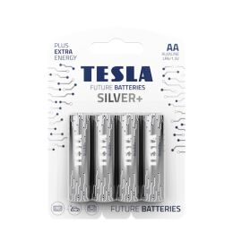 TESLA SILVER+ AA - alkalická batéria LR06, jednorazová, 4ks
