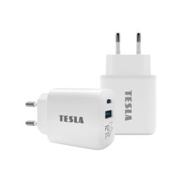 TESLA Power Charger T220 - duálna rýchlonabíjačka 25 W PD 3.0/PPS (biela farba)