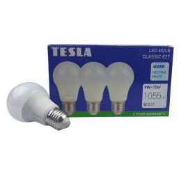 TESLA BL270940-3PACK - LED bulb žiarovky E27, 9W, 1055 lm, 4000K, denná biela, 3 ks v balení
