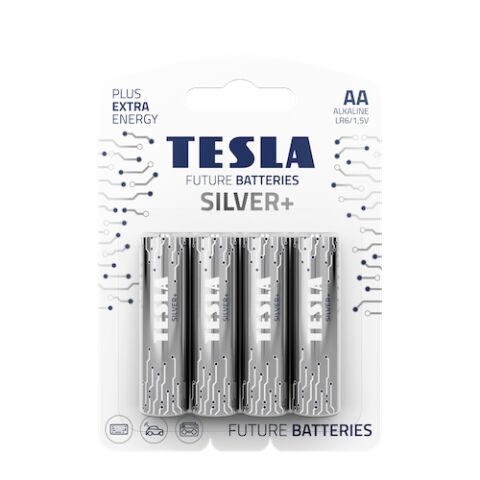 TESLA SILVER+ AA - alkalická batéria LR06, jednorazová, 4ks