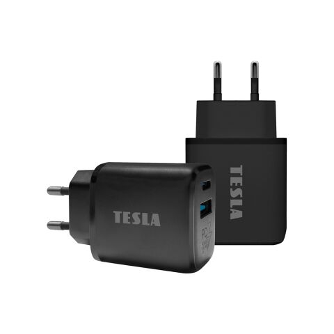 TESLA Power Charger T220 - duálna rýchlonabíjačka 25 W PD 3.0/PPS (čierna farba)
