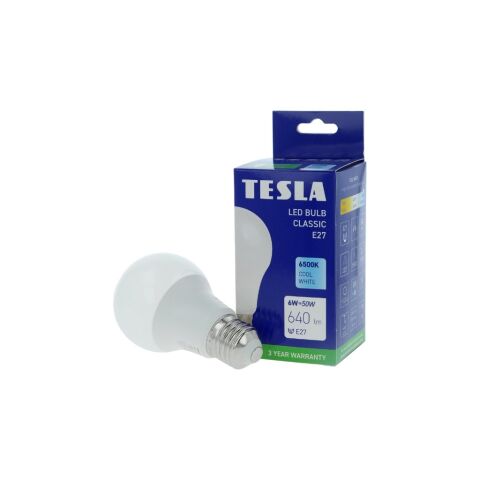 TESLA BL270665-1 - LED bulb žiarovka E27, 6W, 640 lm, 6500K, studená biela