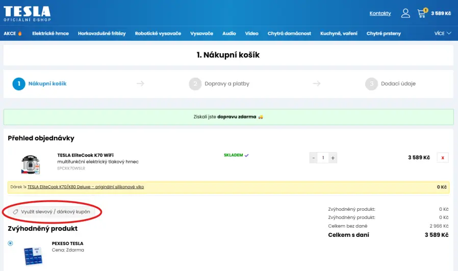 Postup uplatnenia zľavového kódu